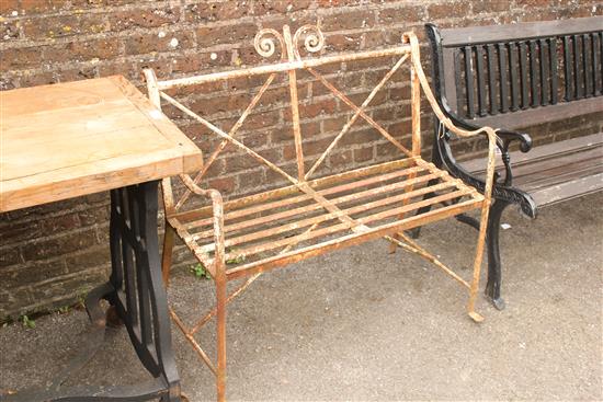 Small iron garden bench